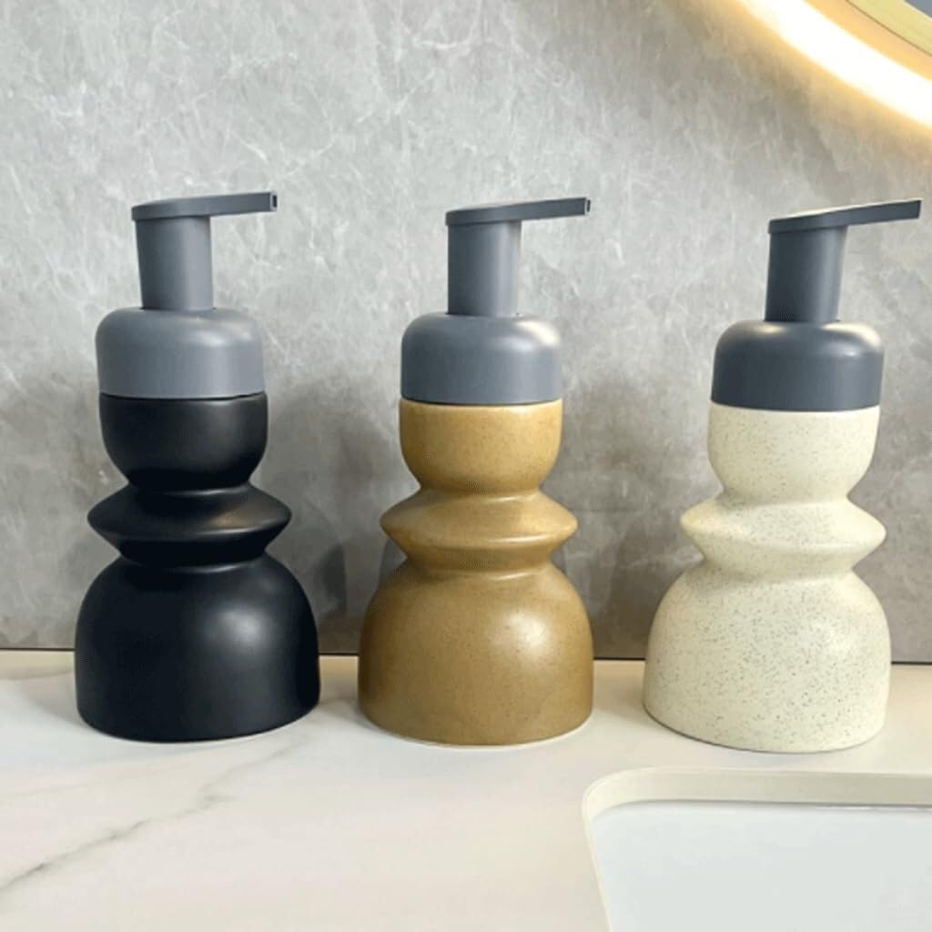 Dispenser Sapone Ricaricabile Semplice Erogatore di Sapone Manuale, Schiuma, in Ceramica Dosatore Liquido(Grün)