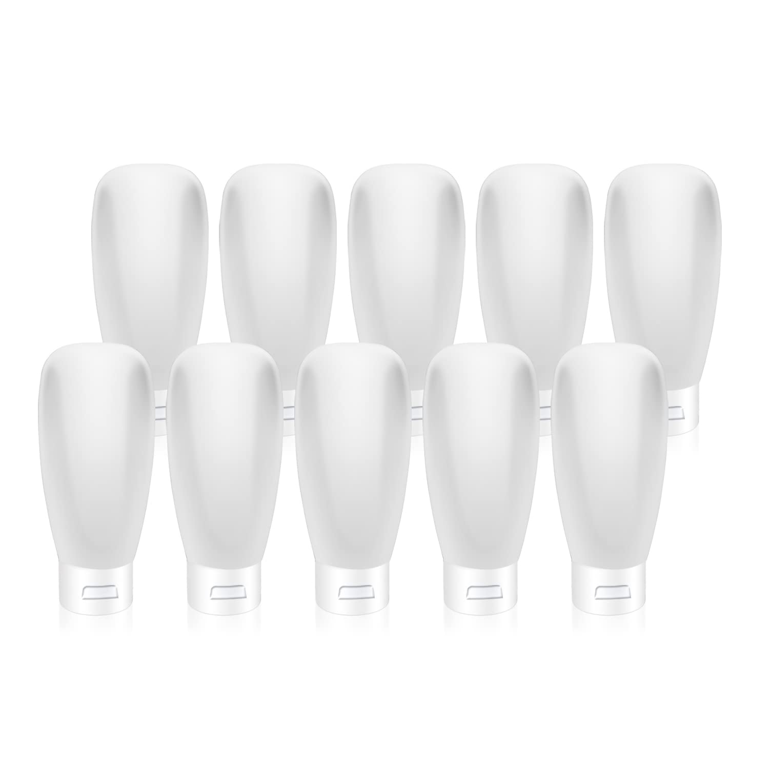 10 Pack 60ml/2oz Plastic Squeeze Tubes Travel Bottles Refillable Translucent Frosted Soft Cosmetic Container with Flip Cover for Facial Cleanser