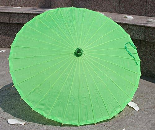 Miniatura 2 de Sombrilla de tela de bambú lisa ideal para recuerdos de fiesta de boda (verde)