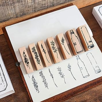 GOODIBOX 7 Pieces Vintage Wooden Rubber Stamps, Plant & Flowery Decorative Mounted Rubber Stamp Set for DIY Craft, Letters Diary and Craft Scrapbooking (B0CF9KSTVG) Amazon Price History, Amazon Price Tracker