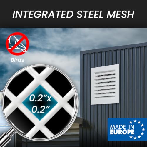 Image of Repa Market 8 x 8 Inch (Duct Opening Size) White Galvanized Steel Gable Vent - Shed Vents with Screen - Square Wall Vent - Outside Vent Covers for House - Ceiling Air Vent Covers - Return Air Vent