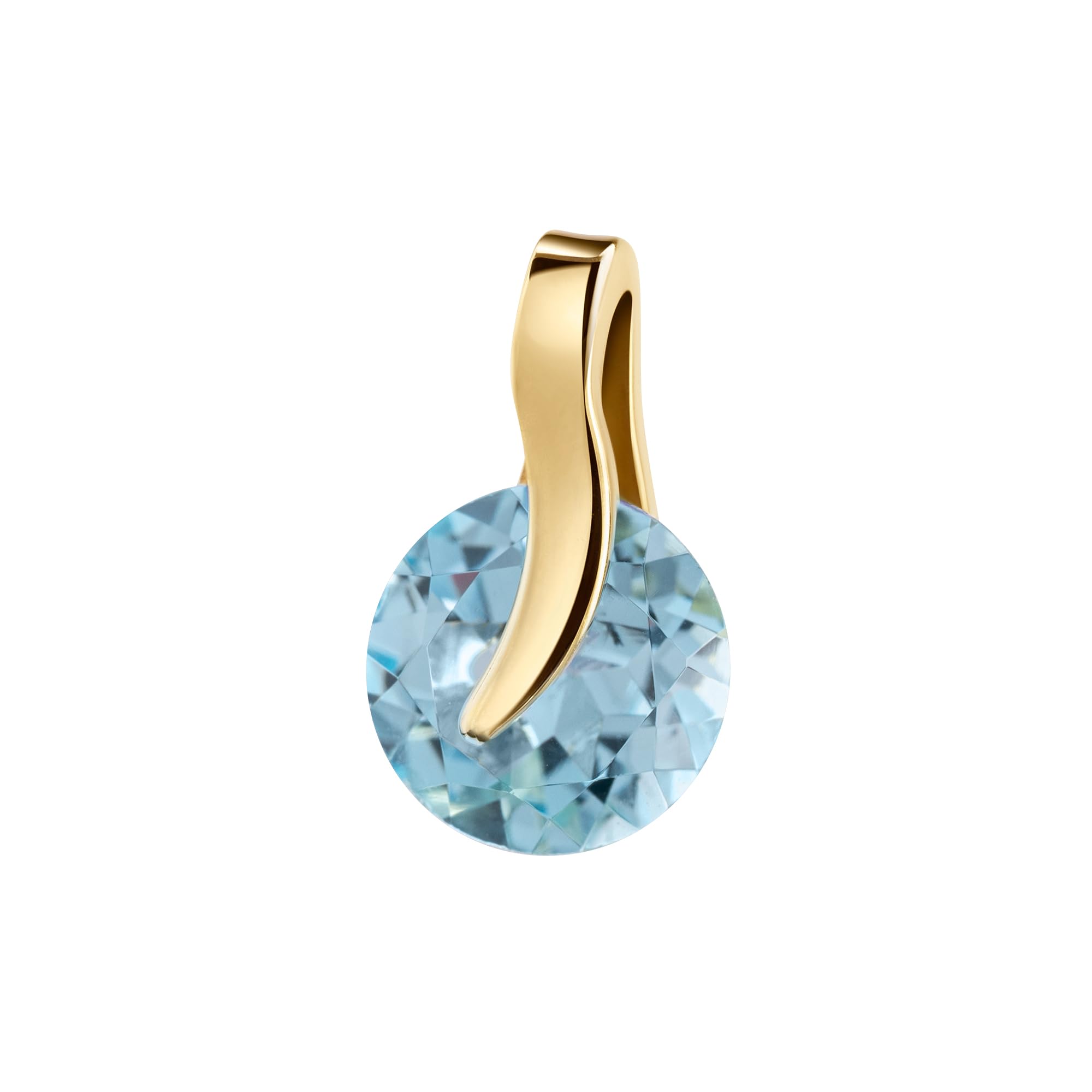 Blauer Topas Edelstein-Anhänger massiv 333 Gelbgold Goldanhänger für Damen. Mit Kette oder ohne Kette wählbar + Schmuck-Etui + Echtheitszertifikat