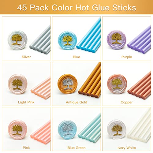 Wax Stamp Seal Kit With Glue Gun Wax Seal Sticks, Stamp Heads, Envelopes, Marker Pens Wax Seal Set For Beginners For Letters Sealing, Wedding Invitations, Gift Wrapping, Party Invitations #TOP5