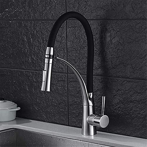 Robinet de cuisine noir pivotant 360 avec douchette extractible pour évier - 2