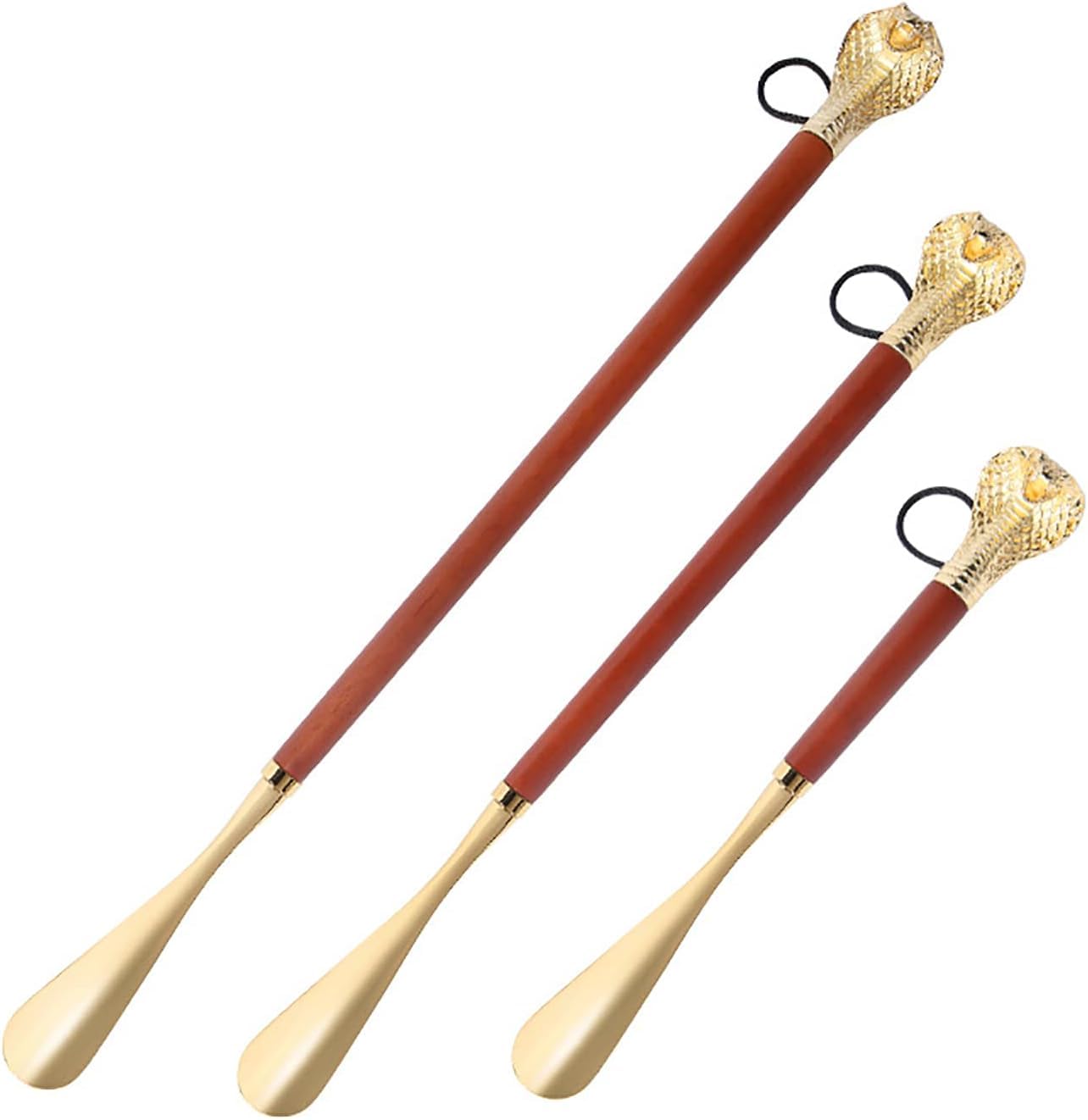 EIN Retro-Schuhlöffel mit Schlangenkopf, 33/47/58 cm, Langer Griff, Schuhlöffel, Schuhheber, Löffel mit exquisiter Aufbewahrungsbox für Männer, Frauen und Senioren