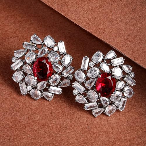 Image of Karatcart Women Green American Diamond Stud Earrings