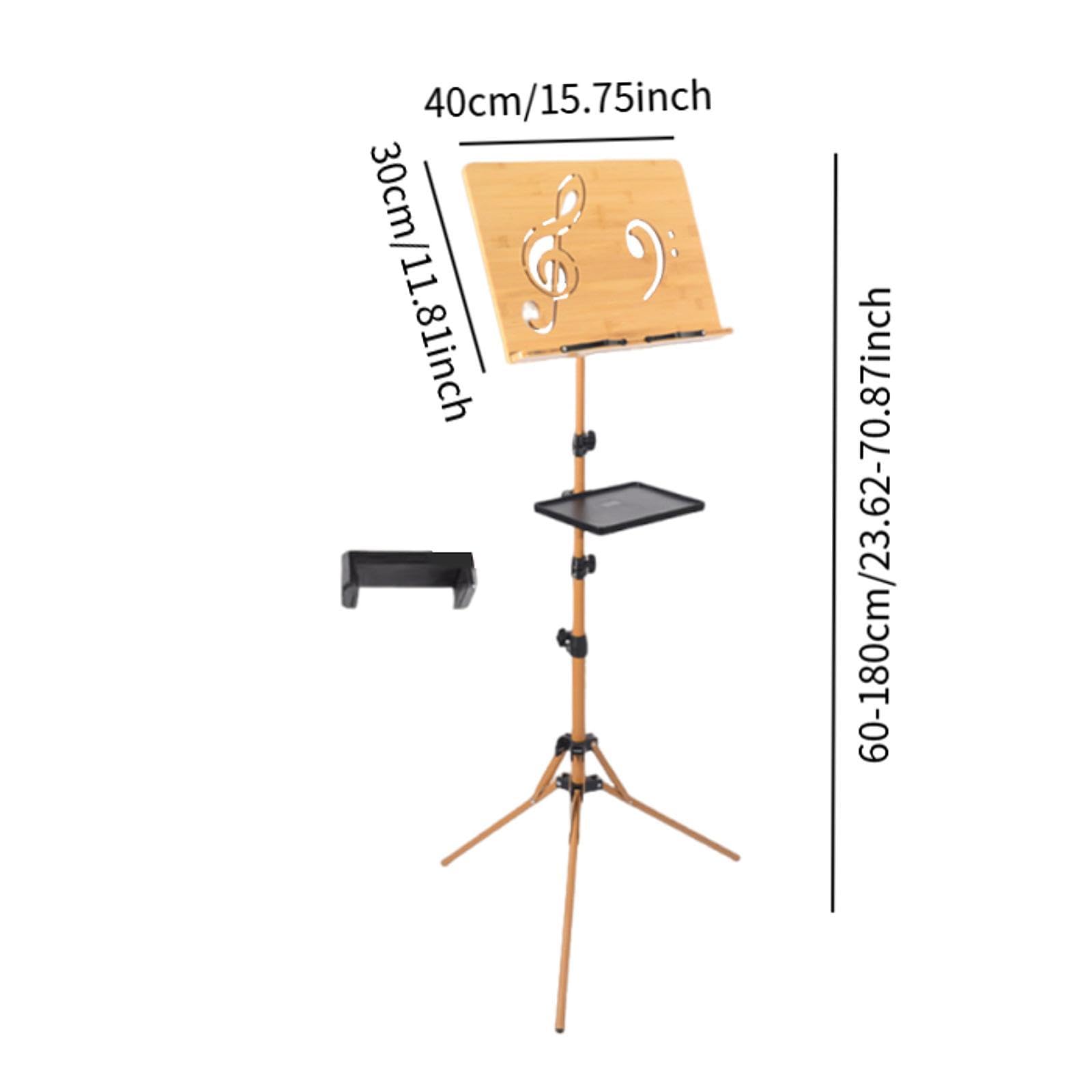 Generic Atril de Música de Madera Plegable con Soporte Ajustable de Altura Y Ángulo Resistente para Partituras Adecuado para Músicos Profesionales Y, con Clip para Teléfono con Bandeja