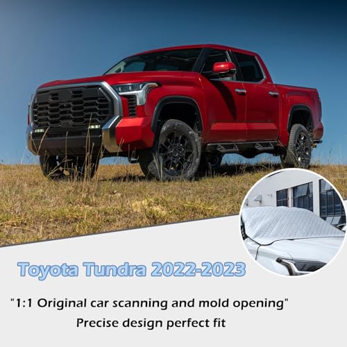 Image of Car Windshield Snow Cover for Toyota Tundra 2022-2024 2025, for 4 Layers Protection, Frost Ice Removal Sun Shade for Winter Protection, Extra Large and Thick Windshield Ice Cover Fits for Trucks