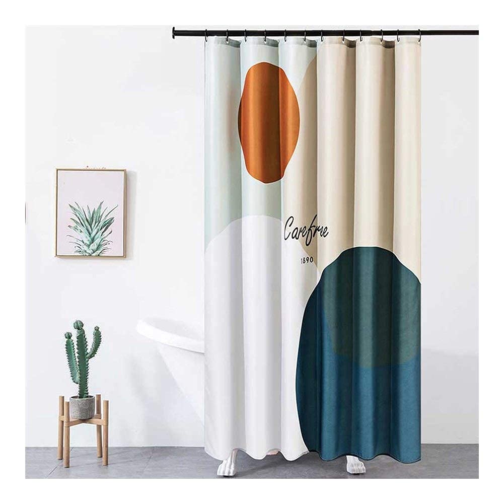Langer Badevorhang mit Duschvorhängen Schimmelbeständiger wasserdichter Badezimmervorhang mit Haken 100% Polyestergewebe Breiter Badevorhang Duschvorhang (Größe : 180X200cm)