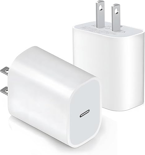 BENBOAR Cargador de pared USB-C de 20 W con capacidad de carga rápida PD, bloque de cargador de pared tipo C compatible con iPhone (paquete de 2)