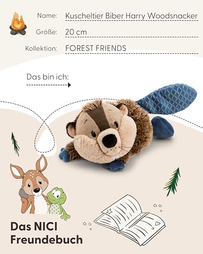 NICI Kuscheltier Biber Harry Woodsnacker 20cm - braun - Weiches Plüschtier – niedliches Stofftier zum Kuscheln & Spielen – tolle Geschenkidee für Kinder & Erwachsene - 62275