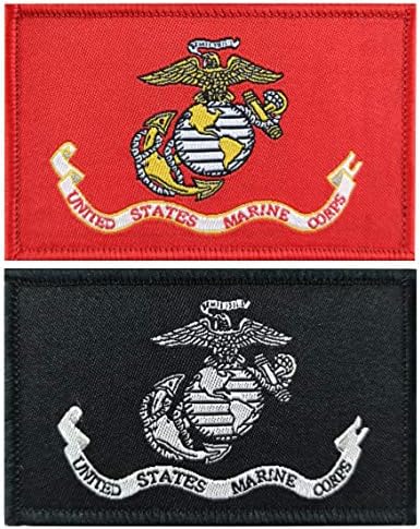 JBCD 2 Pack US Marine Corps Flag Patch Army Force Flags Tactical Patch Pride Flag Patch for Clothes Hat Patch Team Military Patches