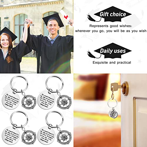 6 Pcs Inspirational Keychains Gift, Inspirational Graduation Gifts With Inspirational Quotes, Go Confidently In The Direction Of Your Dreams Compass Key Chain For Encouragement Gifts Birthday Gift #TOP3