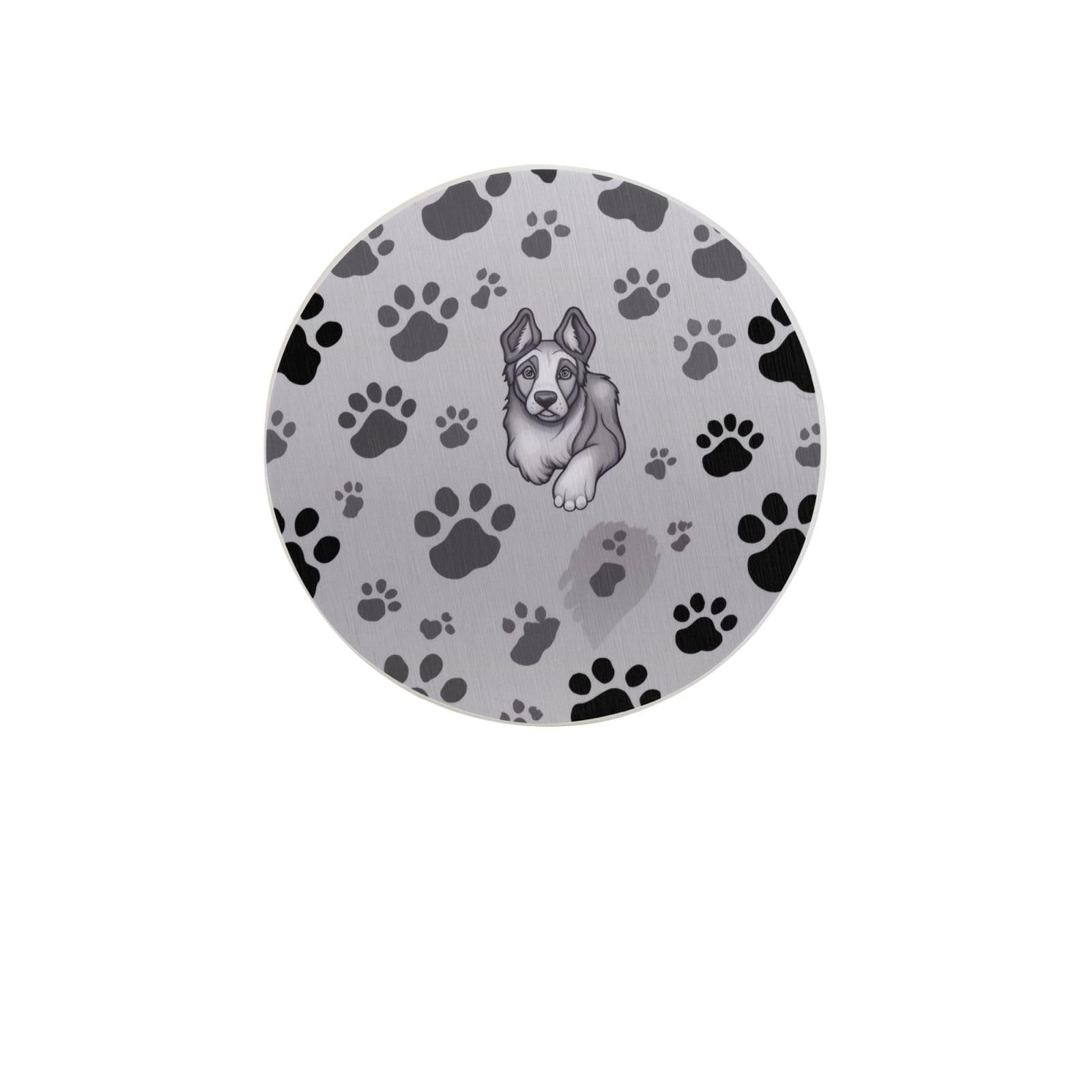 Animal Paw Prints Absorbent Drink Coasters Diatomaceous Round Coaster 4 Inch Reusable Cup Coasters Set 4pc