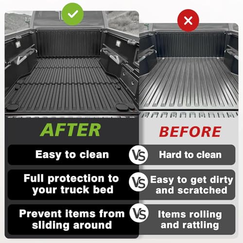 Image of TripleAliners Truck Mat Compatible with 2024-2026 Toyota Tacoma 5FT Accessories, Truck Bed Mat Heavy Duty Custom Fit All Weather Protection TPE Pickup Liner