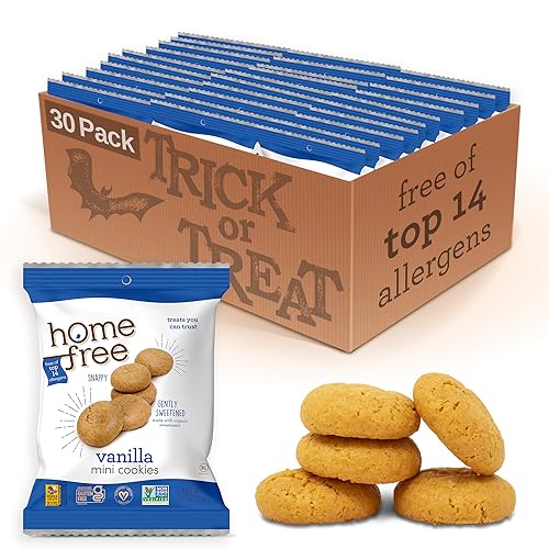 Homefree Treats You Can Trust Gluten Free Mini Cookies, Single Serve, Vanilla, 70% Organic, 1.1 Ounce (Pack of 30)
