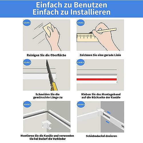 kinkaivy Kabelkanal, 2.4M (6 Stück - 30x17 mm) Kabelkanal Selbstklebend Weiß, PVC Kabelkanäle TV… – Ansicht 6
