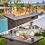 8 Pieces Patio Furniture Sectional Sofa 50000 BTU Propane Gas Fire Pit Table, Outdoor PE Rattan Patio Conversation Set with Glass Coffee Tables and Cushions for for Lawn, Poolside, Backyard/Grey