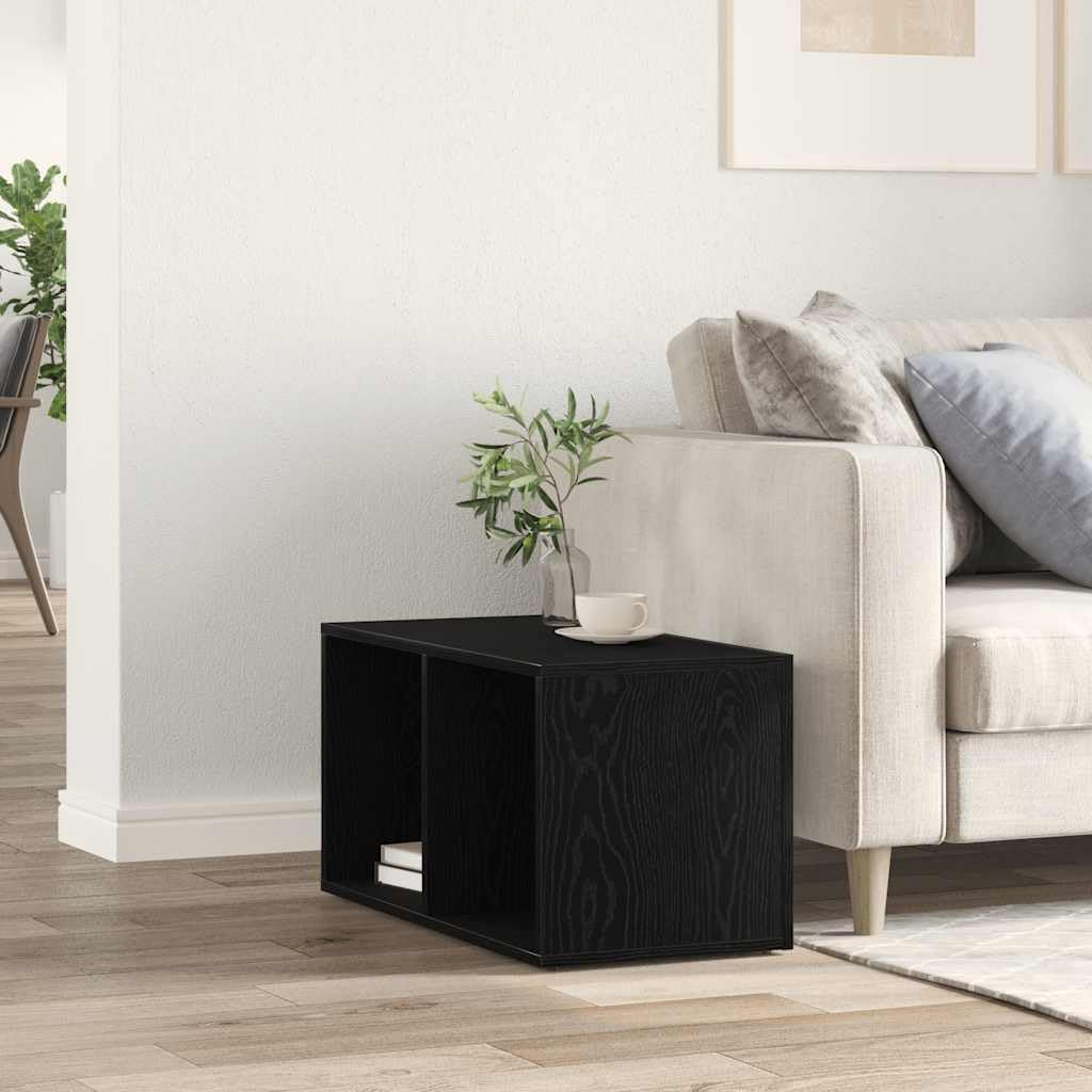 Caja de almacenamiento LP en aspecto de roble negro, 71 x 34 x 36 cm, caja de madera para discos de vinilo, estante horizontal y vertical, para salón y oficina