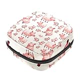Damenbinde Aufbewahrungstasche, Feminine Produktbeutel Tragbare Periode Kit Tasche für Mädchen Frauen Damen Schöne Rosa Schweinebauernhof Muster, Mehrfarbig, 4.7x6.6x6.6 in/12x17x17 cm