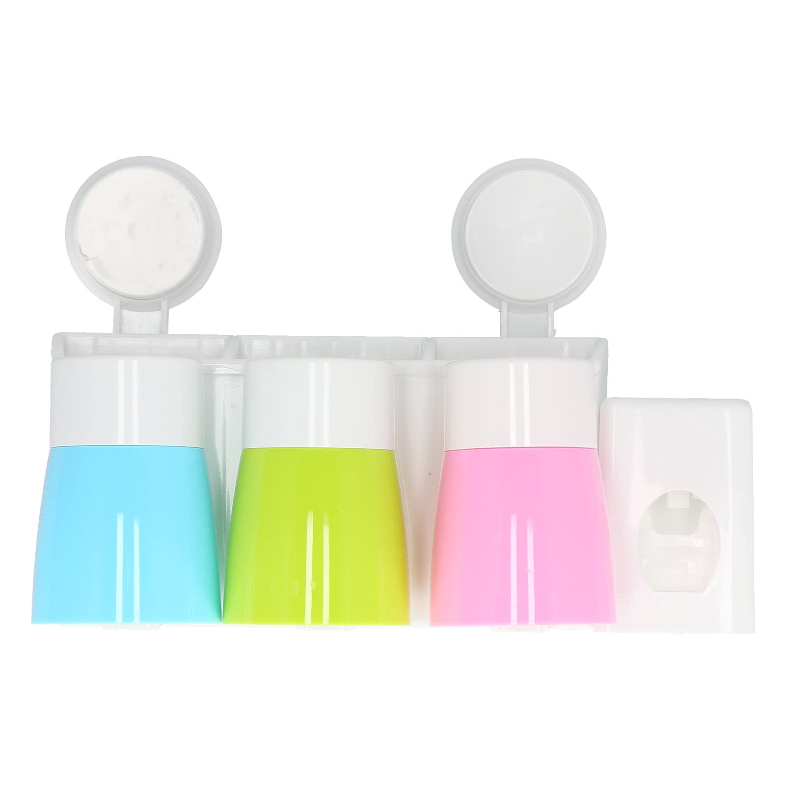 Juego de Soporte para Cepillo de Dientes de Pared, Organizador Multifuncional para el Cepillo de Dientes de Toda la Familia con Ventosa, diseño Transpirable y 3 Vasos de Colores
