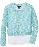 Amy Byer Big Girls' Sweater with Shirt Hem and Necklace