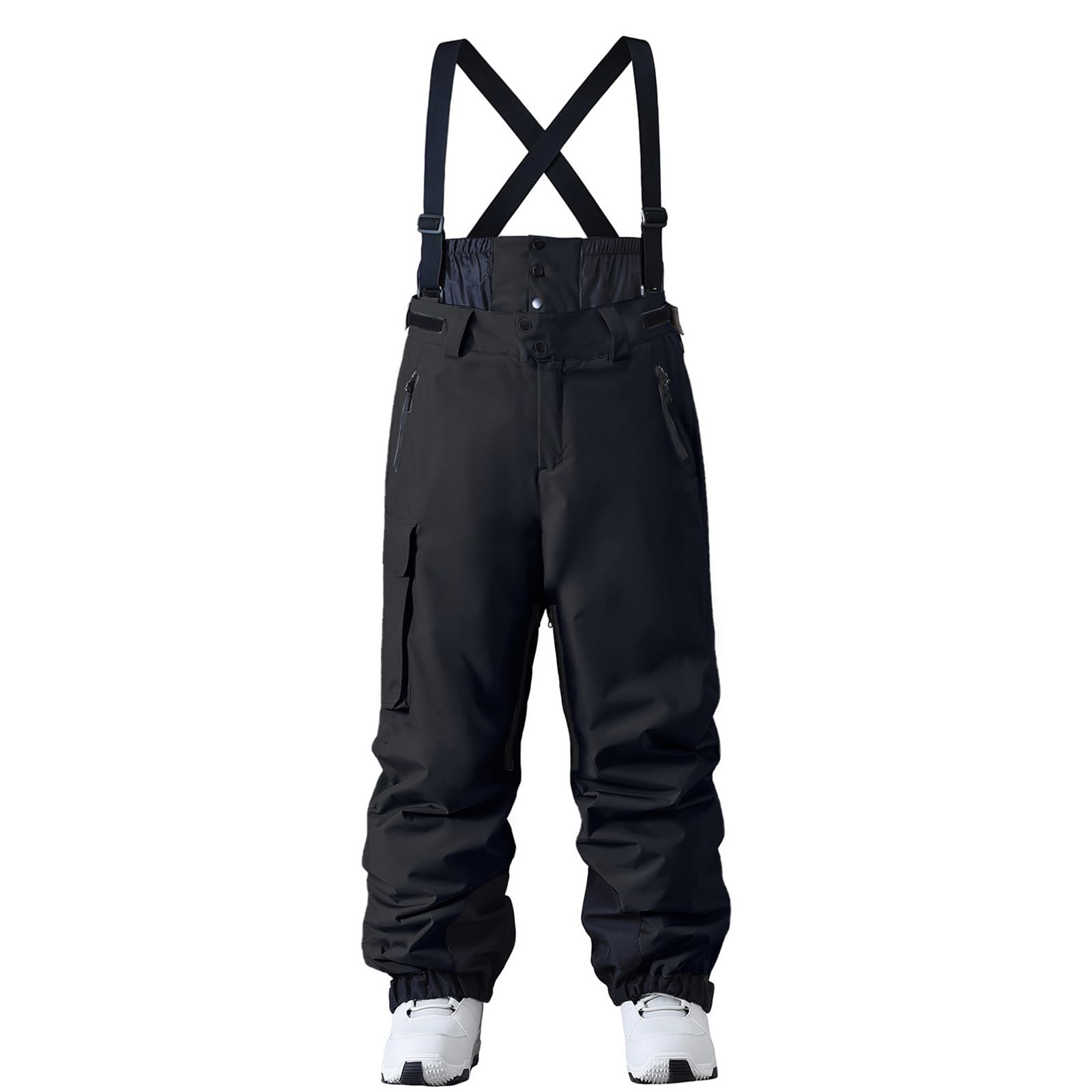 HOTIAN Herren Skihose Hosenträgerhose Baggy Snowboardhose Wasserdicht Winddichte Atmungsaktiv Outdoorhose Winter Warme Oversize Schneehose