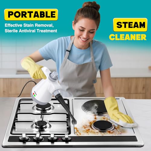 Rolipo Handheld Steam Cleaner, Portable Steam Cleaners, Pressurized with 12 pcs Accessories and Safety Lock, Multifunctional Hand Held Steam Cleaner for Cleaning Kitchen Bathroom Grout Windows Grease - Image 3