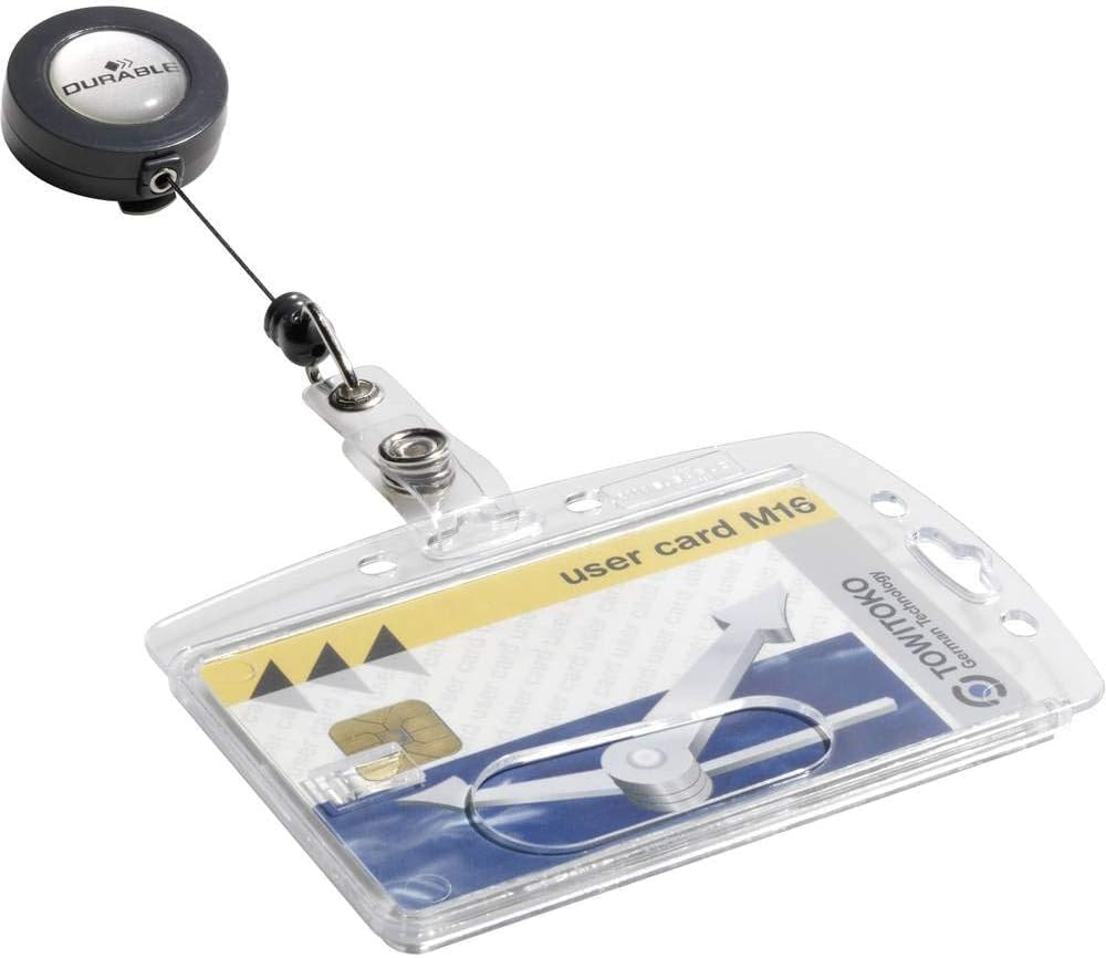Durable Namensschild Hartbox mit Jojo Ausweiskartenhalter, 10 Stück, transparent, 801219