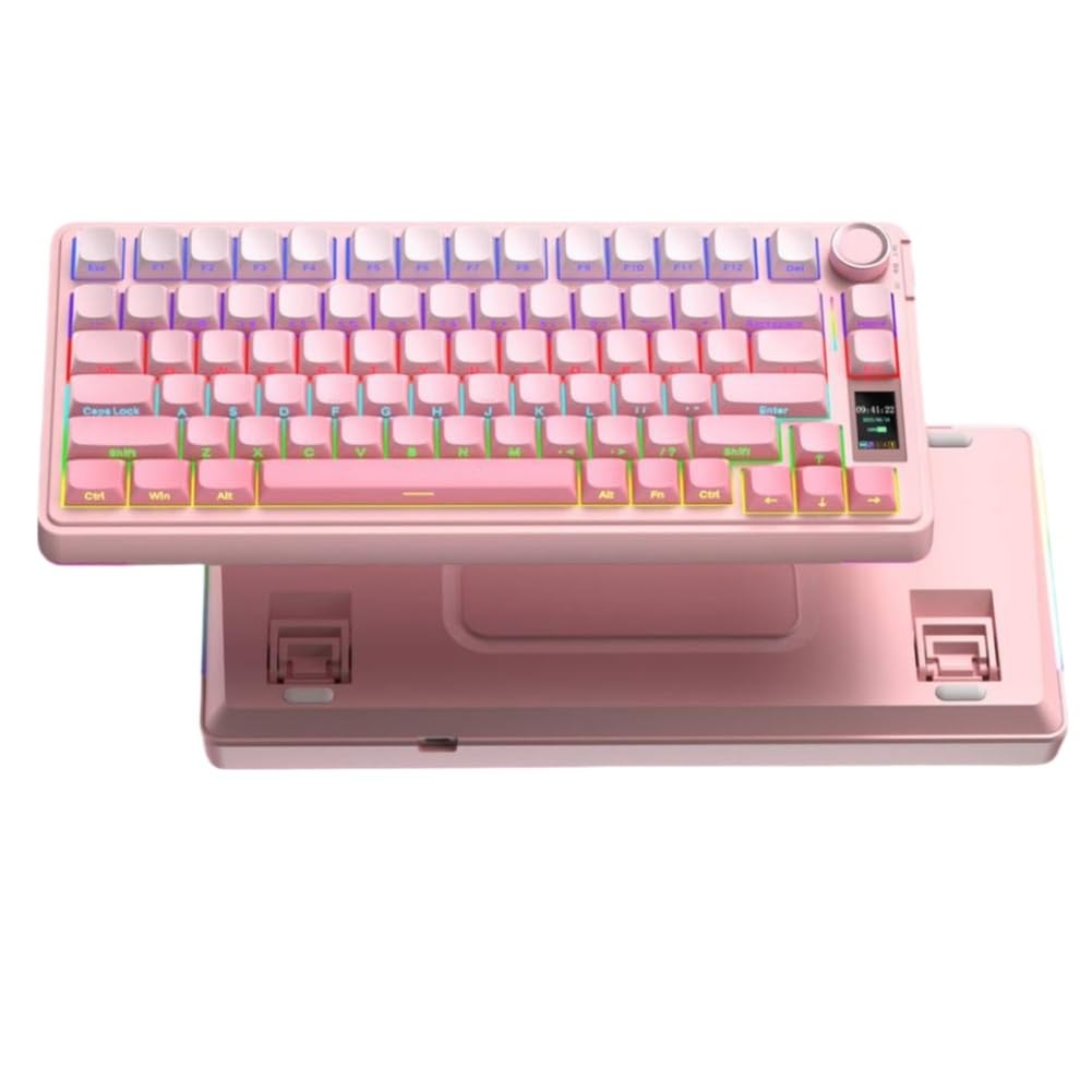 S75pro Tastiera wireless Tri-Mode RGB Gaming Keyboard Hot Swap PBT Keycaps con software macro (rosa sfumato)