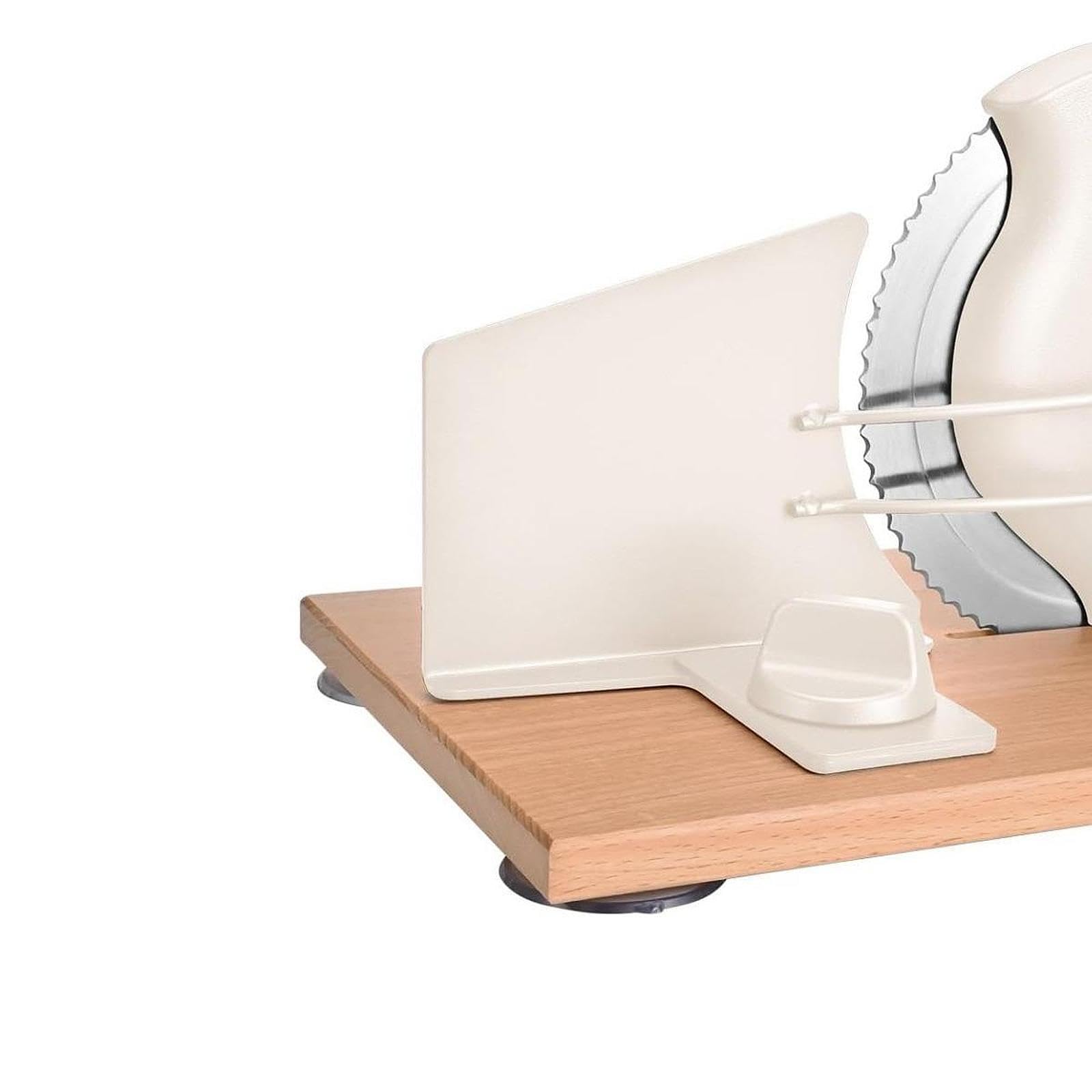 de Pan Manual Regulable en Grosor Equipado con Ventosas Antideslizantes Estructura de Acero Inoxidable Y Base de Madera Función de P, Blanco, Individual