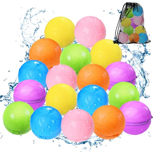 Image of Tlitlimom 18Pcs Reusable Water Balloons, Summer Toy Water Toy for Boys and Girls, Pool Beach Toys for Kids ages 3-12, Outdoor Activities Water Toys Self Sealing Water Splash Ball for Fun