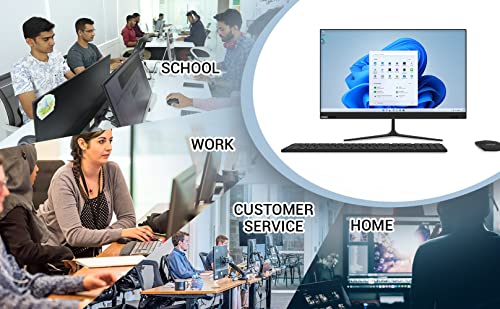 Image of Fusion5 23.8 inch Full HD IPS All-in-One Desktop Computer with Windows 11 - Quad-Core, 4GB RAM, 128GB SSD, Dual-Band WiFi, Expandable HDD - AIO PC with Front Camera, Wireless Keyboard, Mouse