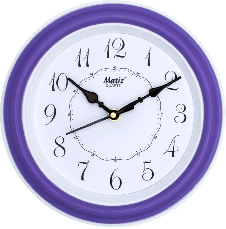 Image of Matiz Analog 30 cm X 30 cm Wall Clock | Brown | with Glass | Standard| 107 Purple