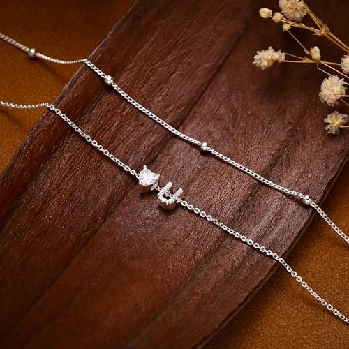 Image of NECOCY Initial Heart Diamond Anklets for Women Waterproof, Non Tarnish 14k Gold Plated Letter Ankle Bracelets Dainty, Summer Beach Bikini Jewelry Gifts for Women