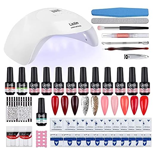 Lictin Kit Uñas de Gel-10 Colores Kit Poly Gel para Uñas con LED Lámpara, 8ML Esmalte Semipermanente Gel Uñas con Capa Base Capa Superior, Removedor de Uñas, Herramientas de Manicura