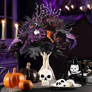 Alupssuc Fall Artificial Flowers, Rose and Chrysanthemum Bouquet Fake Flower for Thanksgiving Table Decorations, Orange&Yellow Colorful Autumn Decor, Indoor Party Home Décor