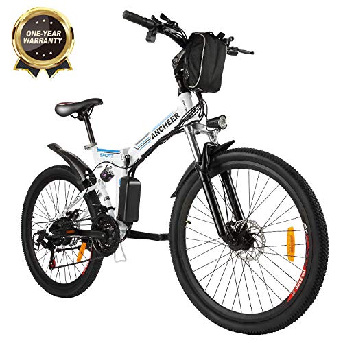 ANCHEER Folding Electric Bike with Removable Lithium-Ion Battery and Battery Charger (Black 2)