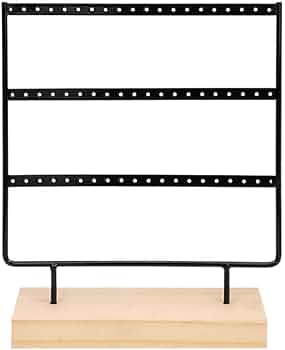 Ruby - Organisateur de bijoux, affichage de boucles d'oreilles en bois et métal à 60 trous, boîte à bijoux vintage, organisateur de bijoux, boucles d'oreilles de bijoutier 25,5 x 22,5 cm