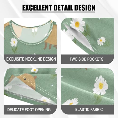 Capybara Daisy Pattern Kids Pjs Set Boys Girls Summer Short-Sleeve Sleepwear Pajamas 2PCS4