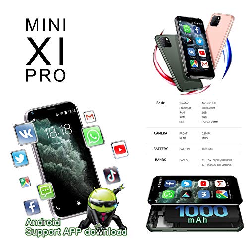 Mini Smartphone Ilight 11 Pro The World's Smallest 11 Pro Android Mobile Phone, Super Small Micro 2.5" Touch Screen Global Unlocked Great For Kids 1Gb Ram / 8Gb Rom Tiny Iphone Xi Pro Look Alike #TOP4