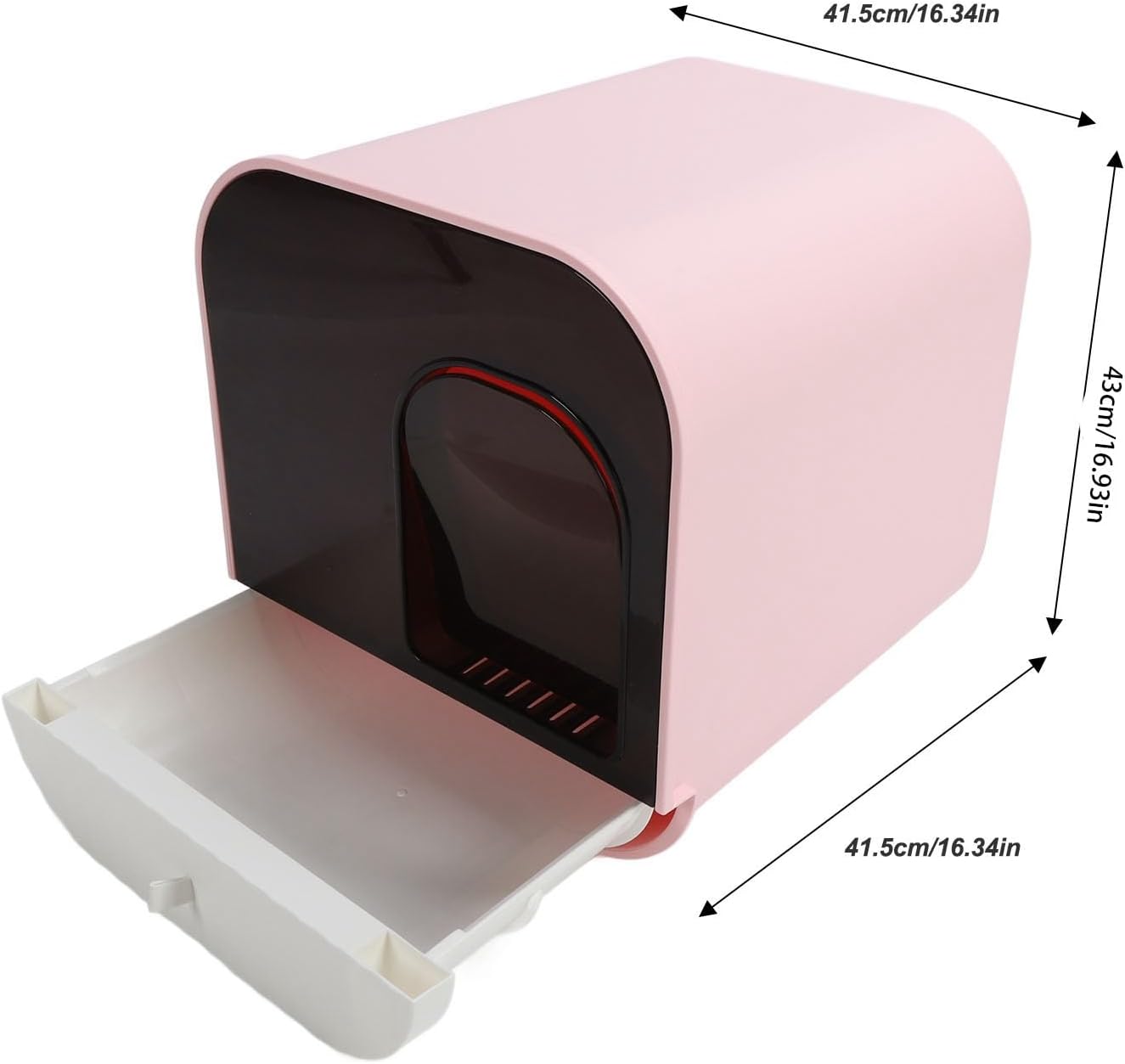 Enclosed Cat Litter Box, Large Drawer Type Feline Toilet, PP Material, Odor Control, Dual Entry Doors, Anti Spill,with Litter Scoop, Suitable for Kittens and Adult Cats (Pink)