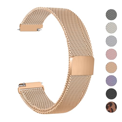 Veryfit Smart Watch Bands for IDW13 IDW16 IDW19 Smartwatch Stainless Steel Metal Replacement Bracelet Strap for Fitpolo IDW13/Woneligo W13/FITVII HM57 ENOMIR/TOOBUR/MILOUZ/Gydom/Faweio/Veryfit IDW19 (Rose Gold)