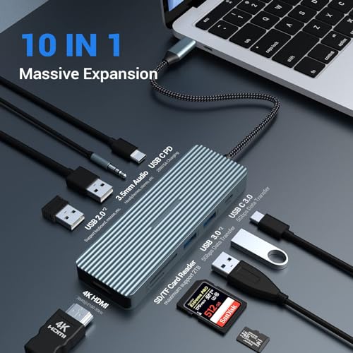 Station d'accueil USB C en aluminium compatible MacBook Pro et Surface Pro