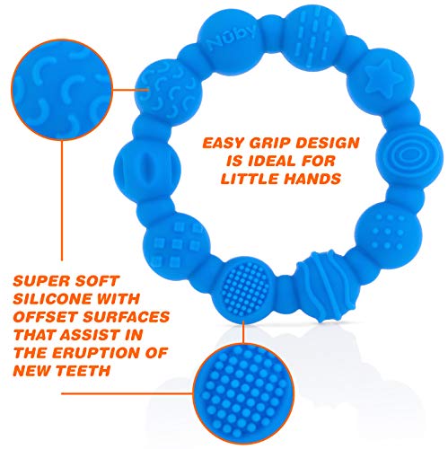 Image of Nuby 100% Silicone Teether Ring, 3 Months + Colors May Vary