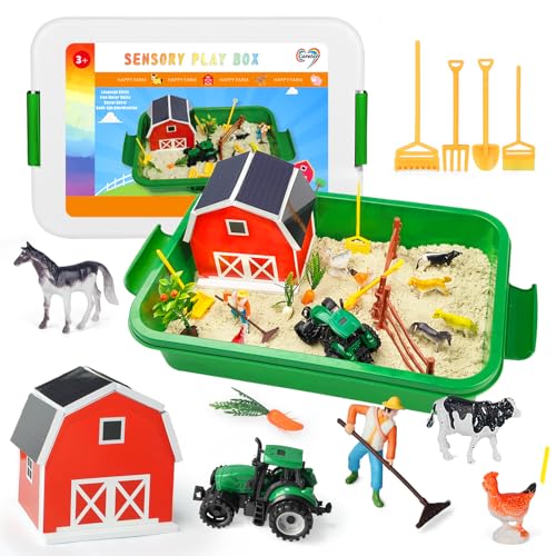 Carolart Farm Sensory Bin，Farm Animals Sand Kit...