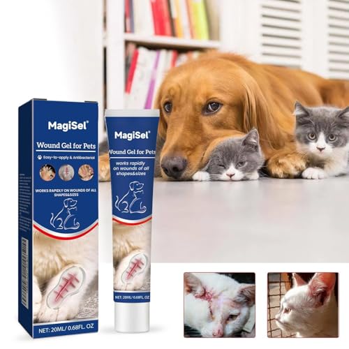 MagiSel Wundgel für Hunde, Wundsalbe für Hunde & Katzen, Natürliche Inhaltsstoffe, Reduziert Juckreiz Und Hautirritationen, für alle Tierarten geeignet (20ml)
