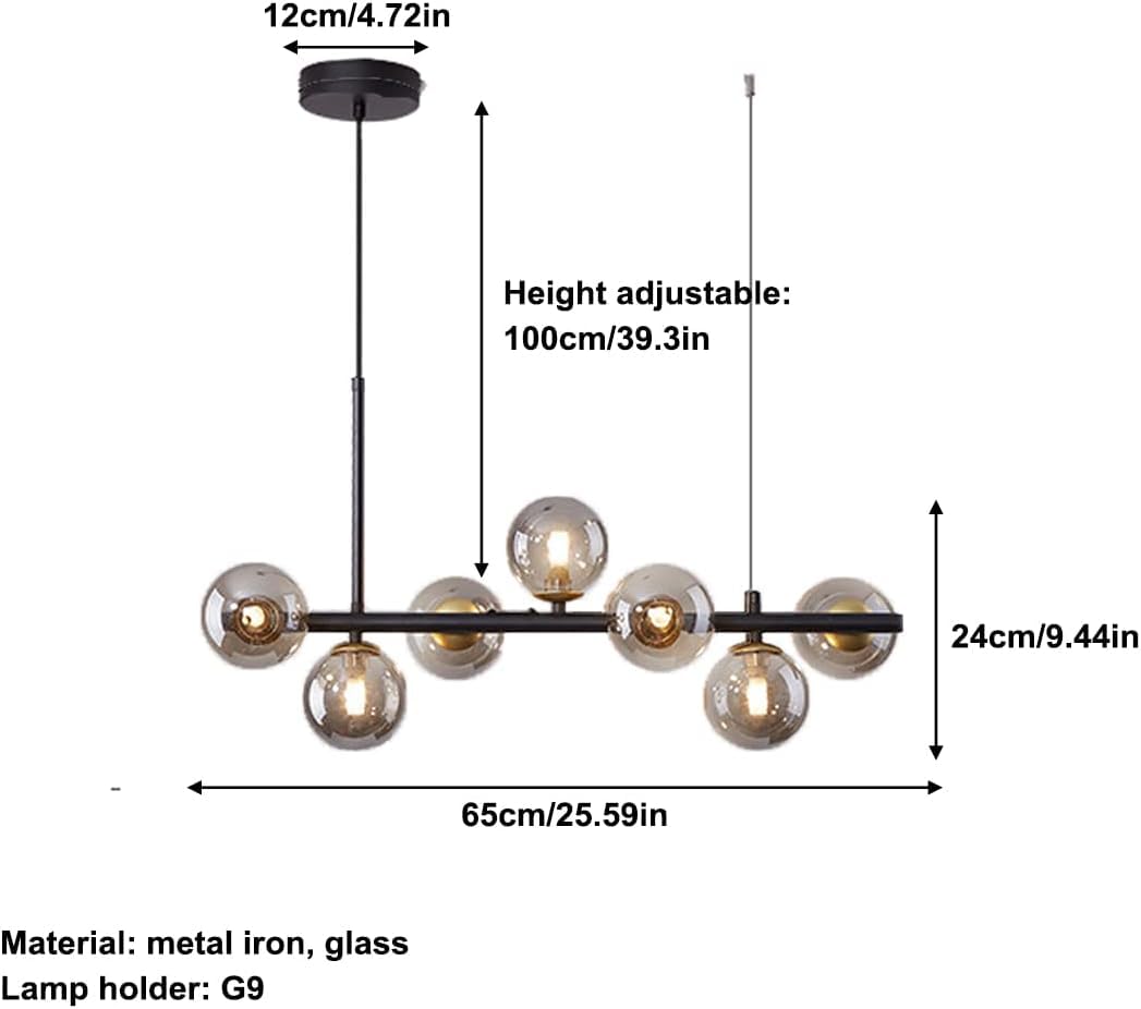Lampadario Moderno in Vetro Sputnik Lampadario a Sospensione 9 luci Sala da Pranzo Lampadario Moderno di metà secolo Lampadario a Sospensione a Sfera in Metallo e Vetro per Soggiorno Camera