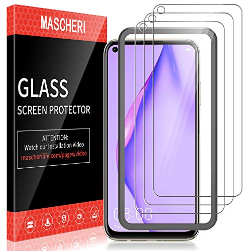 MASCHERI [3 Paquetes] Protector de Pantalla para Huawei P40 Lite Cristal Templado [Marco de posicionamiento] Vidrio Templado Protector Pantalla para P40 Lite