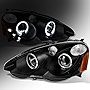 AKKON - For 2002 2003 2004 Acura RSX Interga DC5 Left + Right Black Halo Projector Headlights Lamps Assembly Set